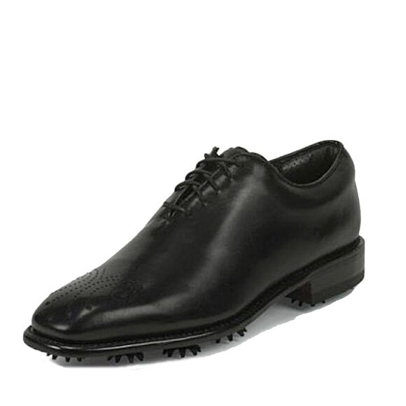 NEW $400 Justin Boots Golf Shoes! 8.5 W  Black  Handcrafted Leather  Dress Style main image 6